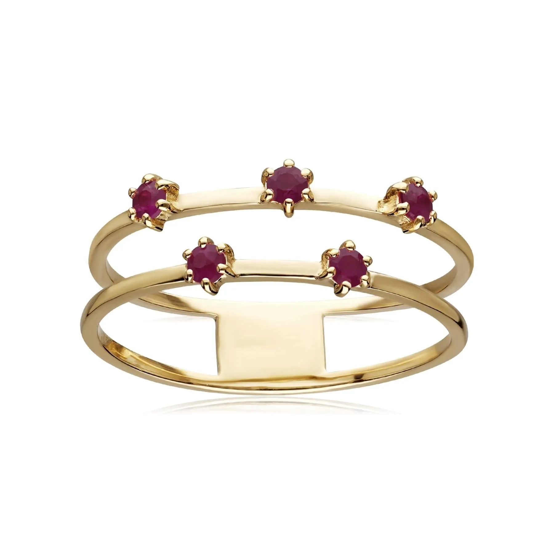 Ruby Double Band Ring In 9ct Yellow Gold sold by Gemondo Jewellery product image thumbnail 3