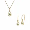 Classic Round Peridot Single Stone Tear Drop Earrings & Necklace Set in 9ct Yellow Gold sold by Gemondo Jewellery