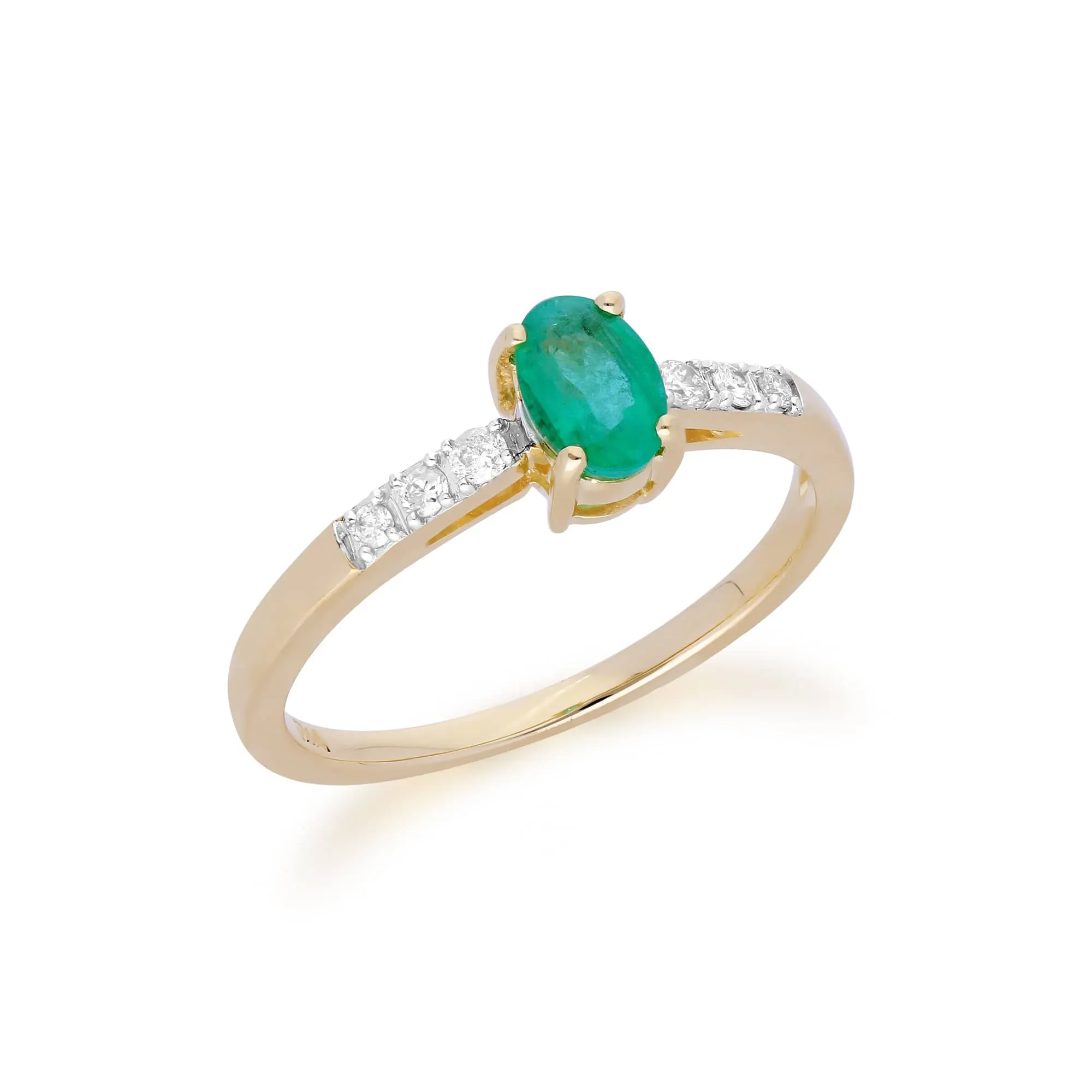Gemondo 9ct Yellow Gold Emerald & Diamond Oval Cut Solitaire Ring sold by Gemondo Jewellery product image thumbnail 2