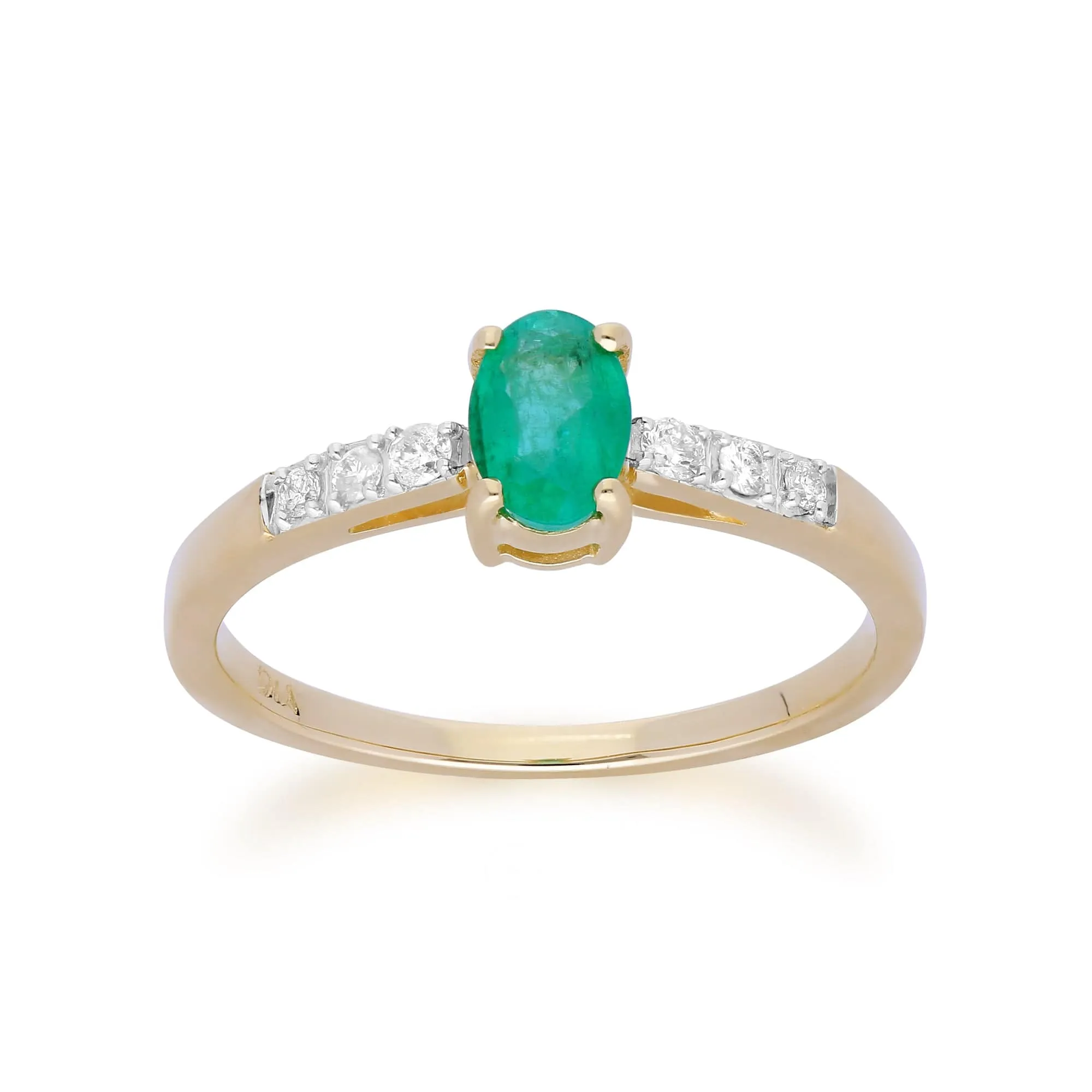 Gemondo 9ct Yellow Gold Emerald & Diamond Oval Cut Solitaire Ring sold by Gemondo Jewellery