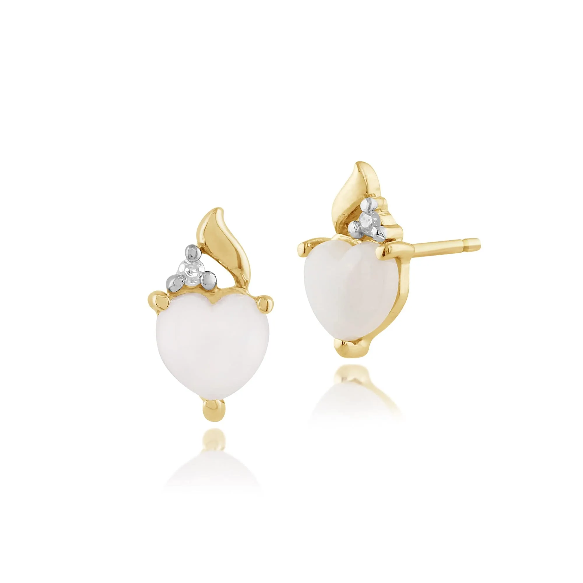 Classic Heart Opal & Diamond Stud Earrings in 9ct Yellow Gold sold by Gemondo Jewellery