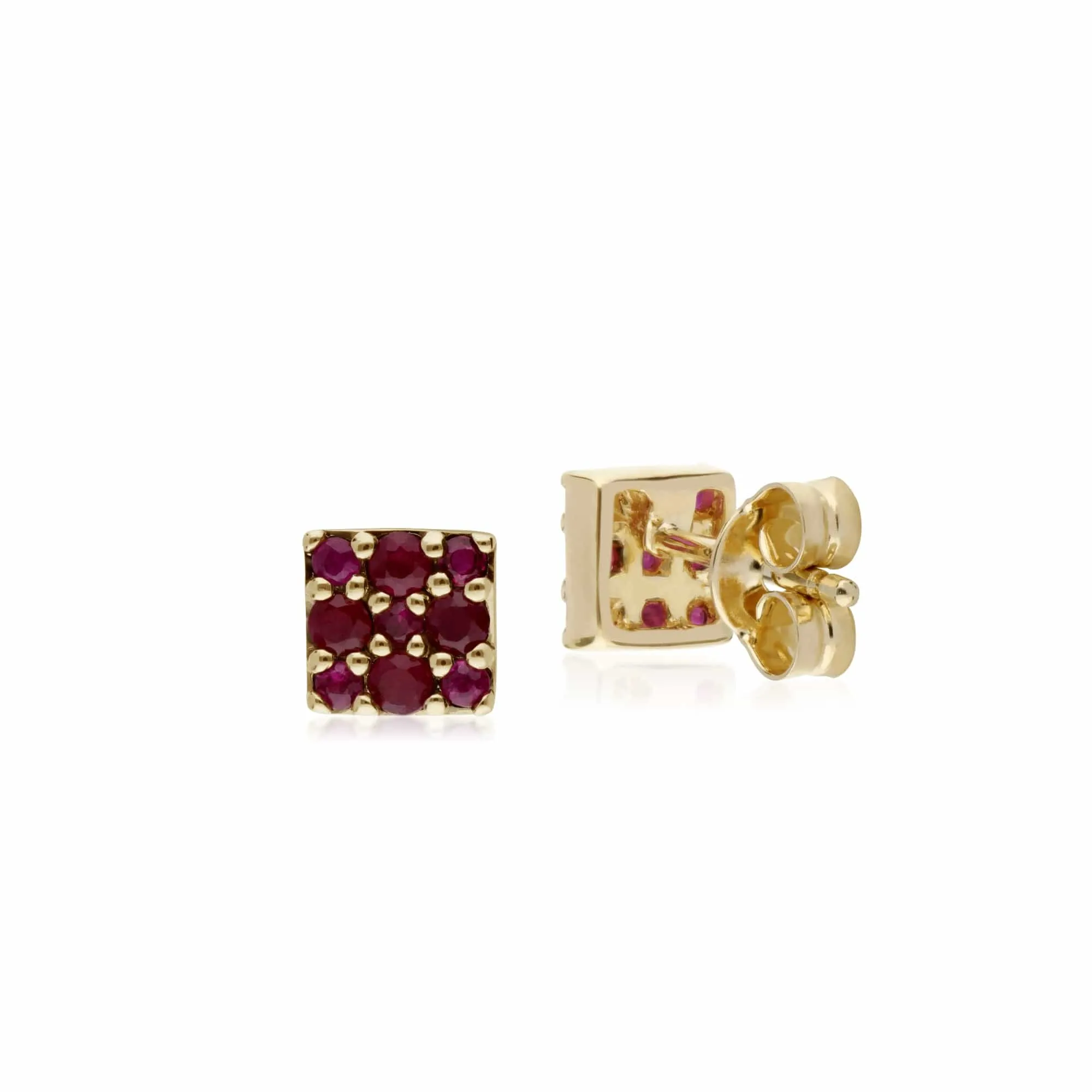 Gemondo 9ct Yellow Gold Ruby Cluster Panel Stud Earrings sold by Gemondo Jewellery product image thumbnail 2
