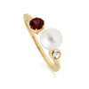 Modern Pearl, Garnet & Topaz Open Ring in Gold Plated Silver sold by Gemondo Jewellery