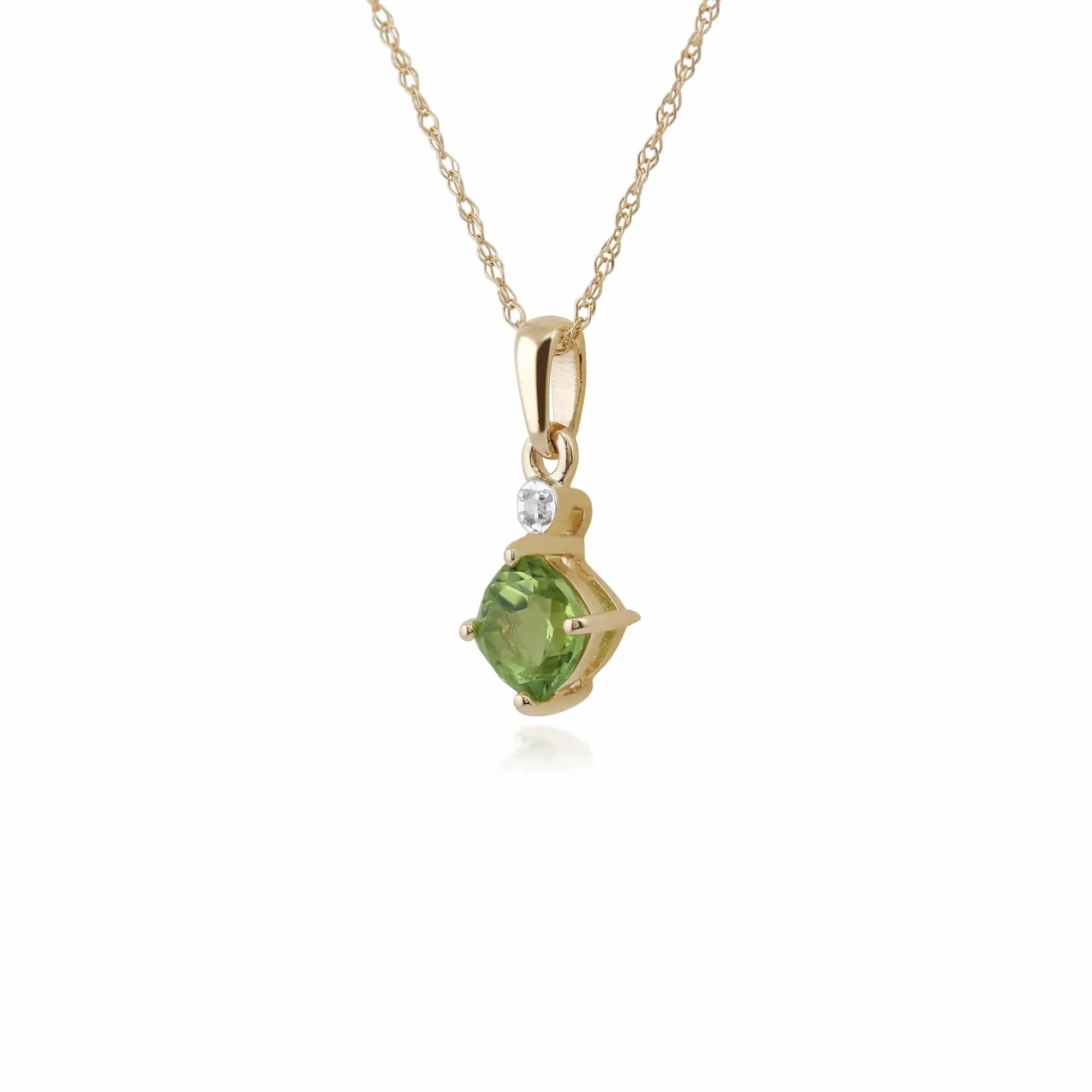 Classic Square Peridot & Diamond Pendant in 9ct Yellow Gold sold by Gemondo Jewellery product image thumbnail 2