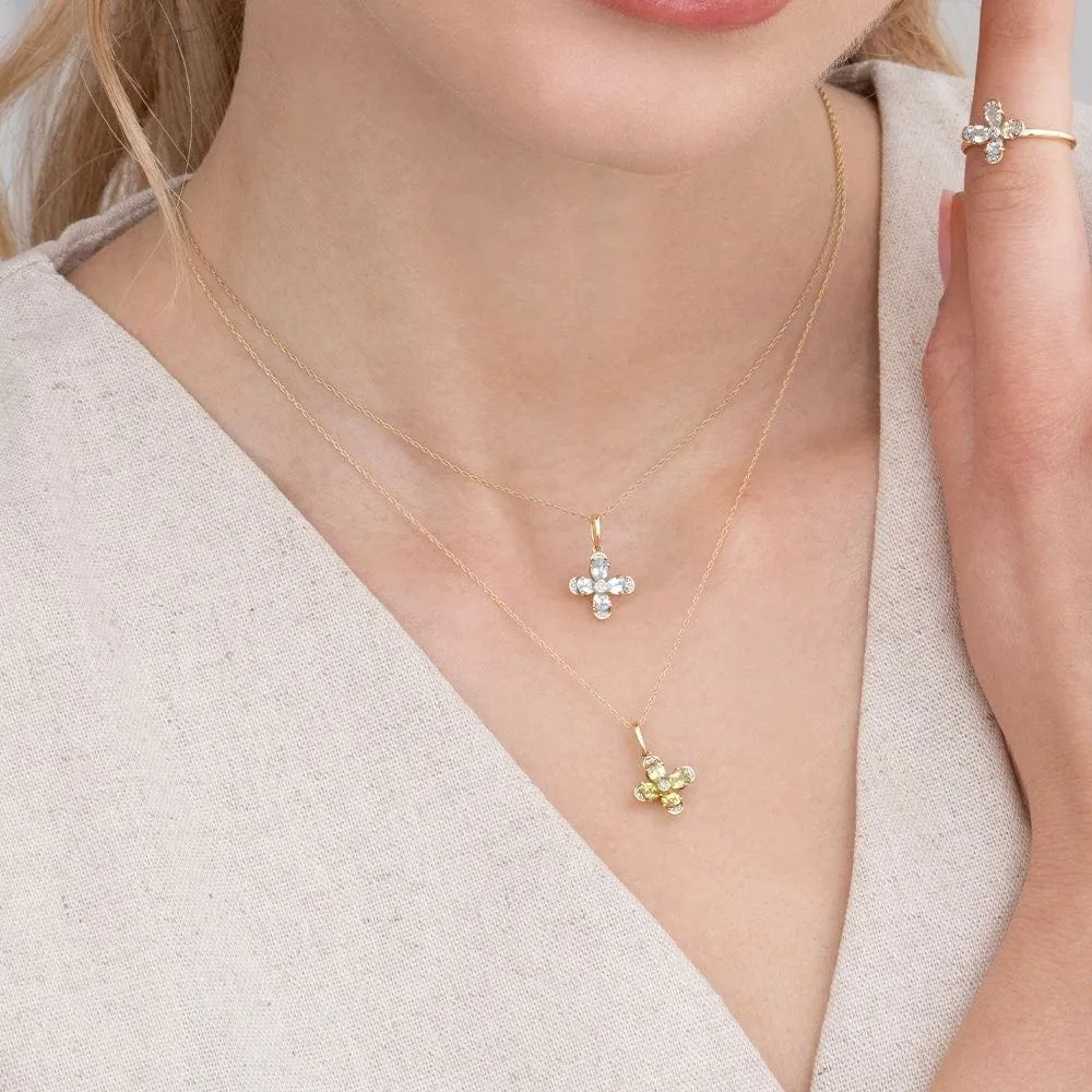 Floral Peridot & Diamond Pendant Necklace in 9ct Yellow Gold sold by Gemondo Jewellery product image thumbnail 2