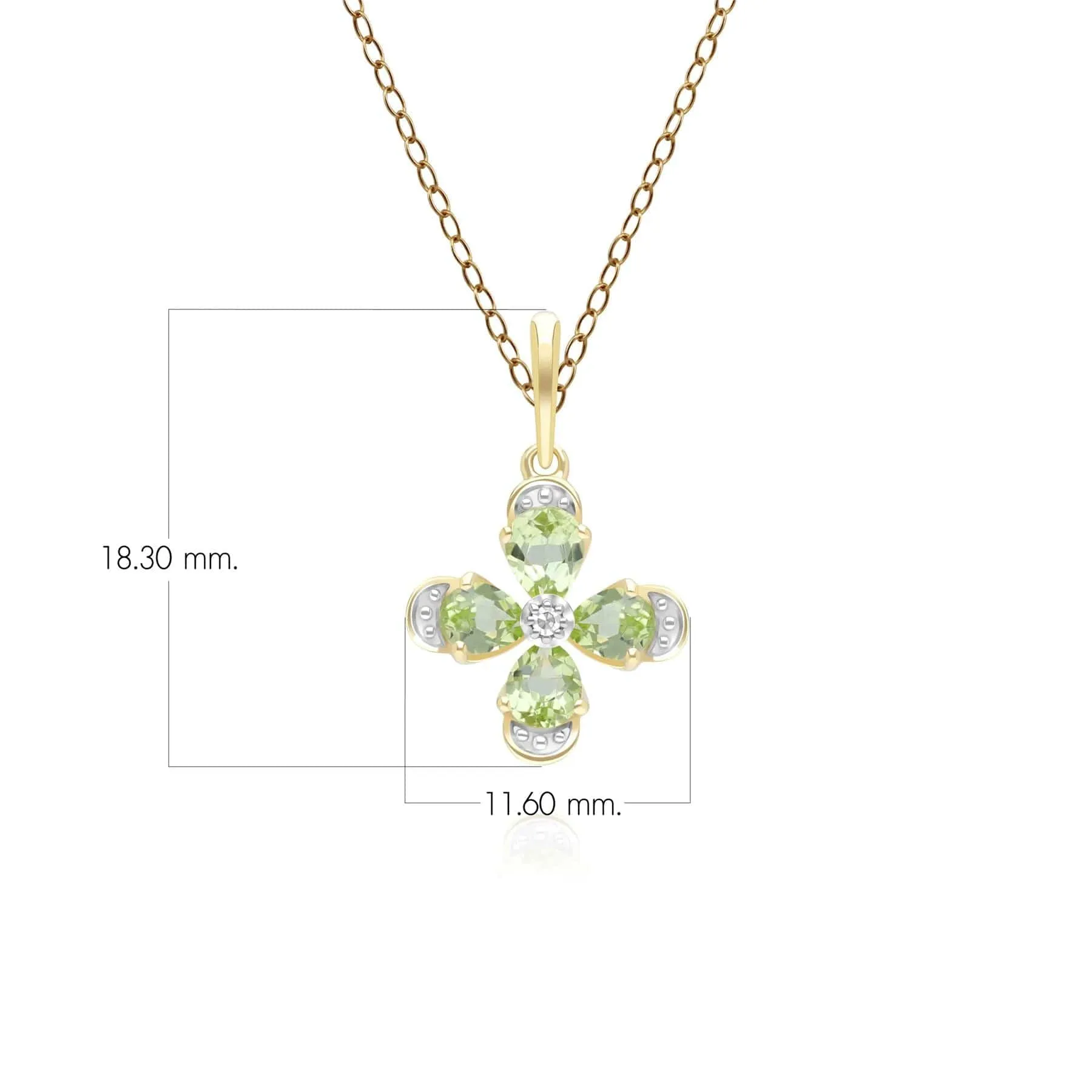 Floral Peridot & Diamond Pendant Necklace in 9ct Yellow Gold sold by Gemondo Jewellery product image thumbnail 3