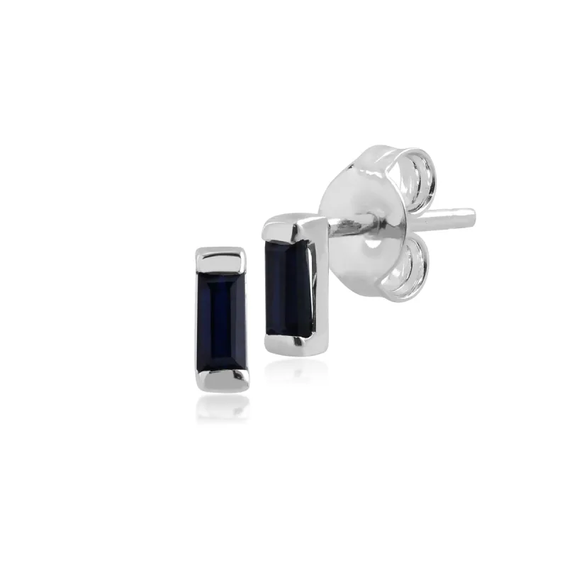 Petite Baguette Sapphire Stud Earrings in Sterling Silver sold by Gemondo Jewellery