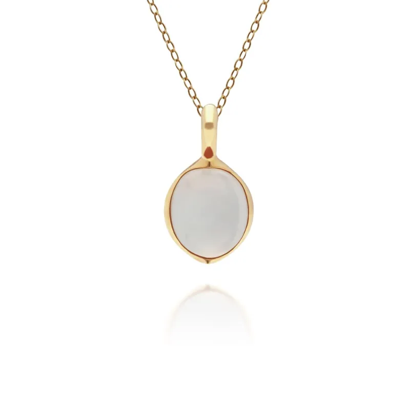 Irregular B Gem Moonstone Pendant in Gold Plated Silver sold by Gemondo Jewellery
