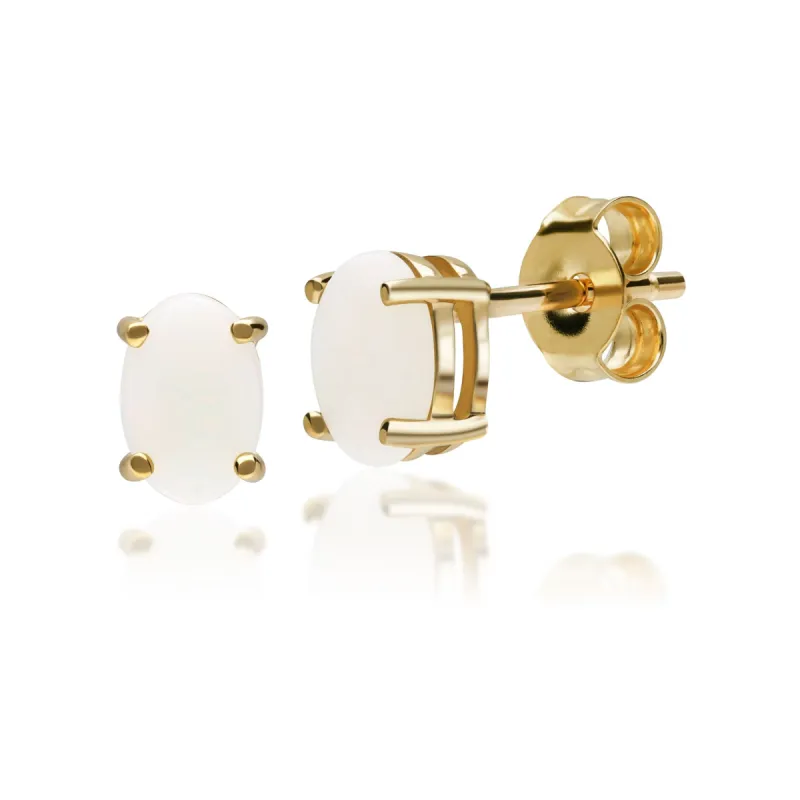 Classic Oval Opal Claw Set Stud Earrings in 9ct Yellow Gold sold by Gemondo Jewellery