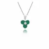 Classic Round Emerald & Diamond Cluster Pendant in 9ct White Gold sold by Gemondo Jewellery