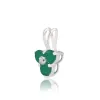 Classic Round Emerald & Diamond Cluster Pendant in 9ct White Gold sold by Gemondo Jewellery