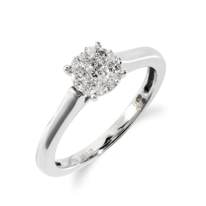 Classic Round Diamond Solitaire Ring in 18ct White Gold sold by Gemondo Jewellery