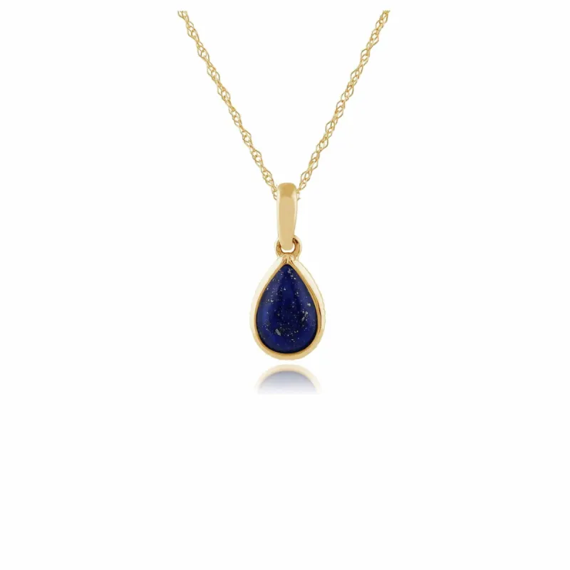 Classic Pear Lapis Lazuli Pendant in 9ct Yellow Gold sold by Gemondo Jewellery