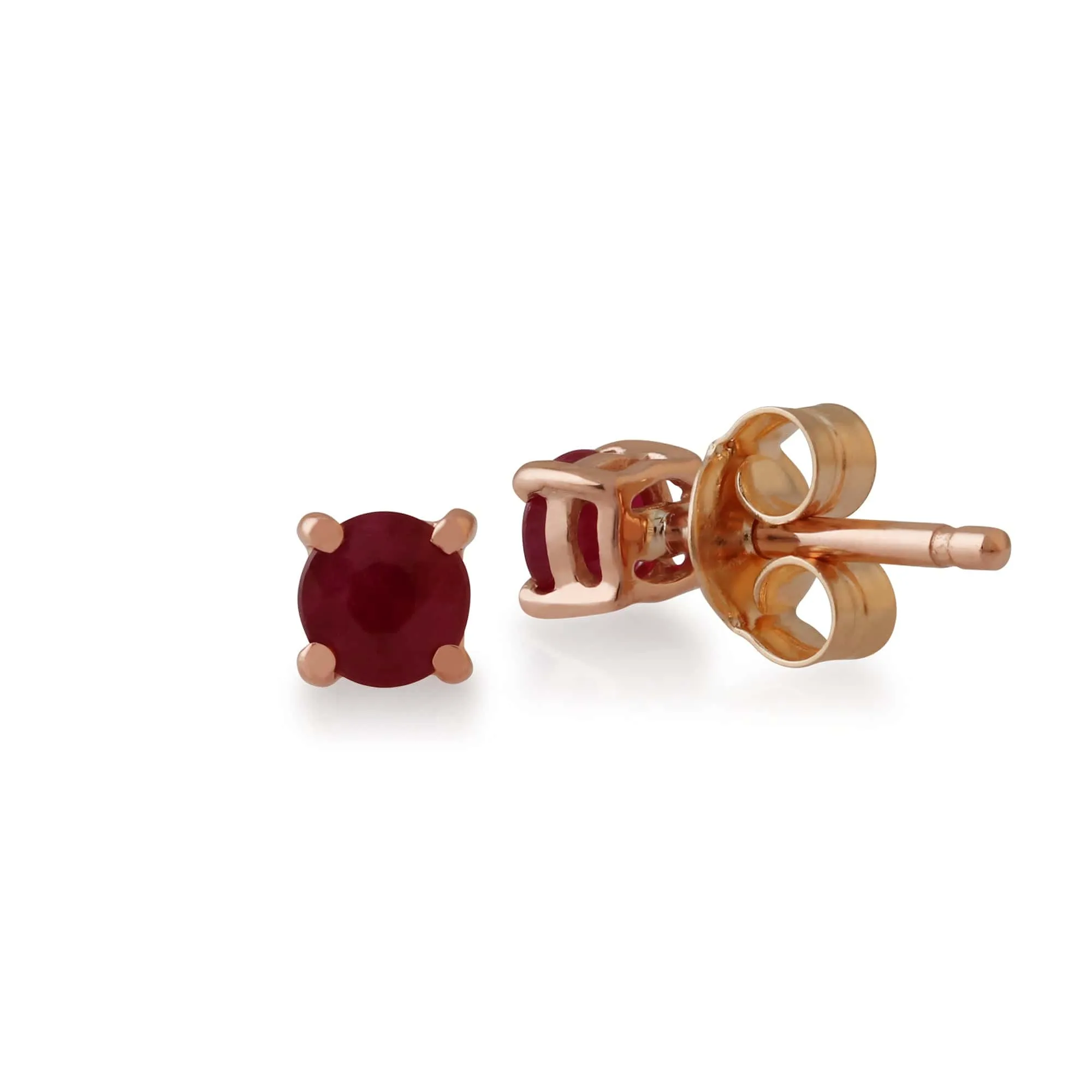 Classic Round Pink Opal Claw Set Stud Earrings in 9ct Rose Gold sold by Gemondo Jewellery product image thumbnail 2