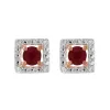 Classic Round Ruby Stud Earrings with Detachable Diamond Square Ear Jacket in 9ct Rose Gold sold by Gemondo Jewellery