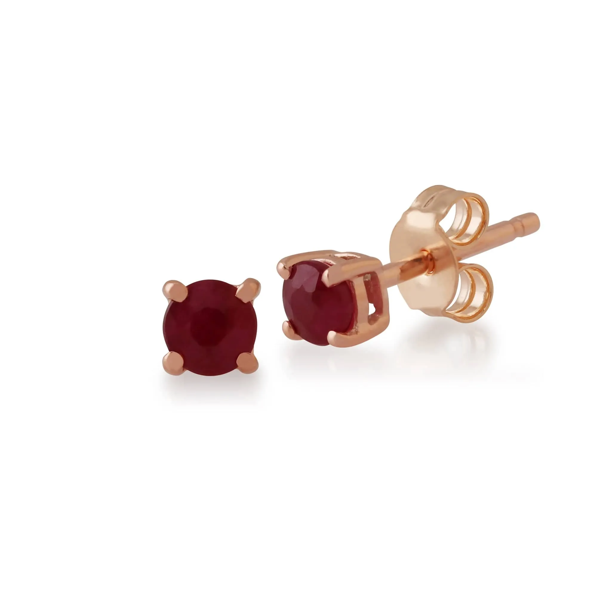 Classic Round Ruby Stud Earrings with Detachable Diamond Square Ear Jacket in 9ct Rose Gold sold by Gemondo Jewellery product image thumbnail 2