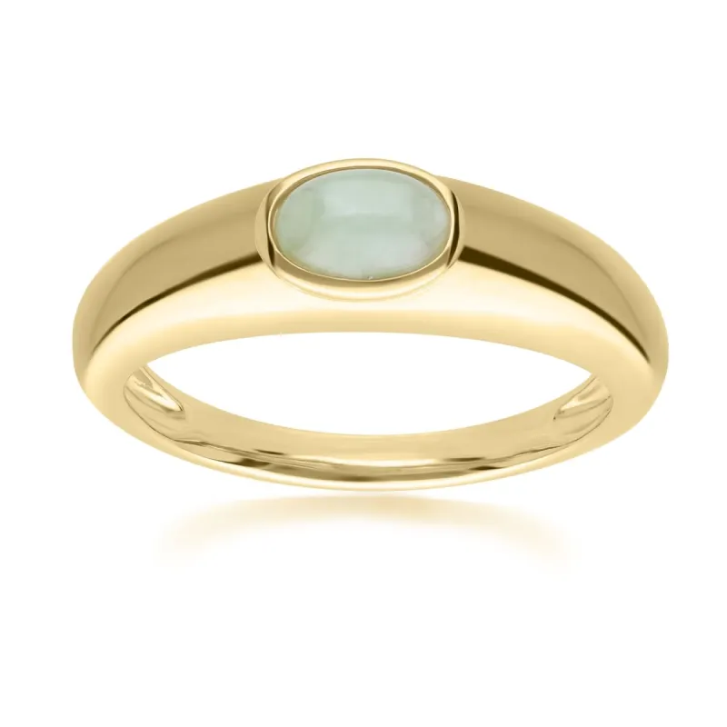 Modern Classic Oval Jade Green Ring in 18ct Gold Plated Silver sold by Gemondo Jewellery