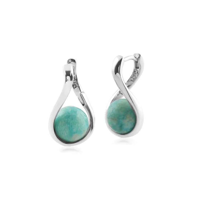 Kosmos Amazonite Orb Earrings in Rhodium Plated Sterling Silver sold by Gemondo Jewellery