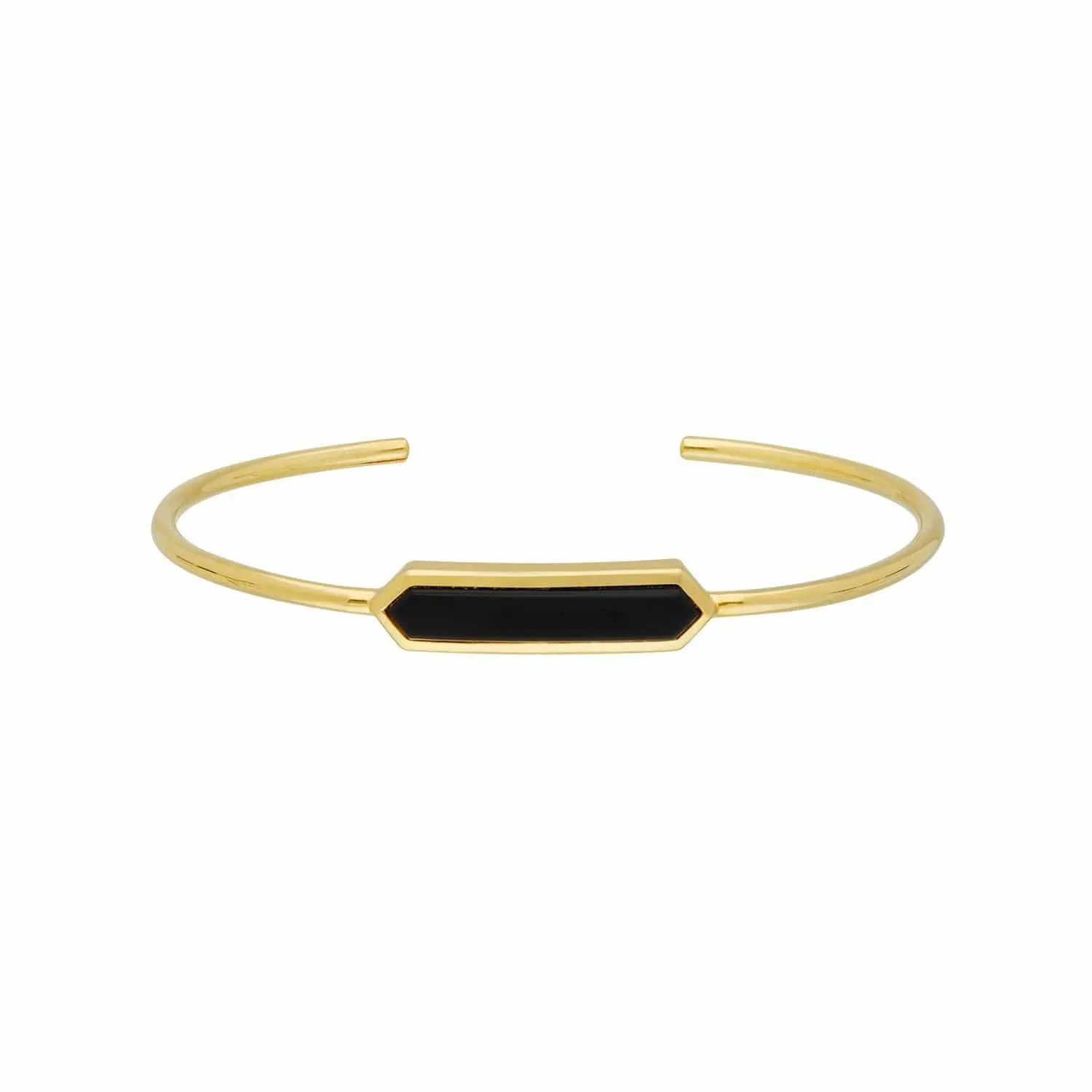 Geometric Prism Black Onyx Bangle in Gold Plated Silver sold by Gemondo Jewellery