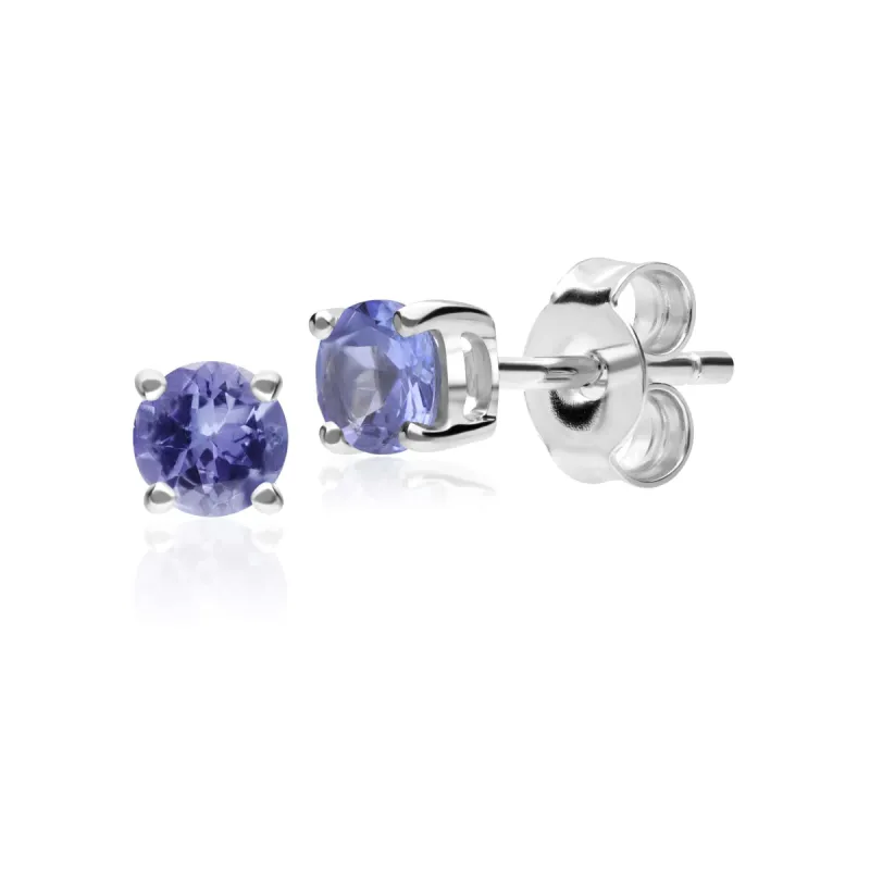 Classic Round Tanzanite Stud Earrings in 9ct White Gold 3.5mm sold by Gemondo Jewellery