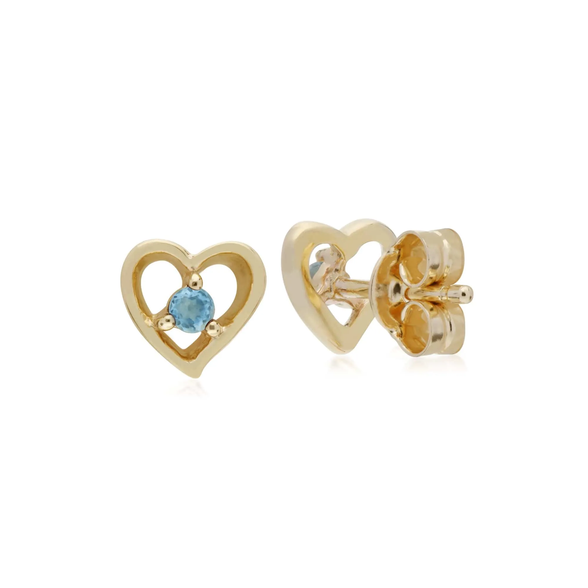 Gemondo 9ct Yellow Gold Blue Topaz Single Stone Heart Stud Earrings sold by Gemondo Jewellery product image thumbnail 2