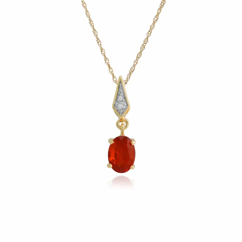 Gemondo 9ct Yellow Gold 0.57ct Fire Opal & Diamond Pendant on Chain sold by Gemondo Jewellery
