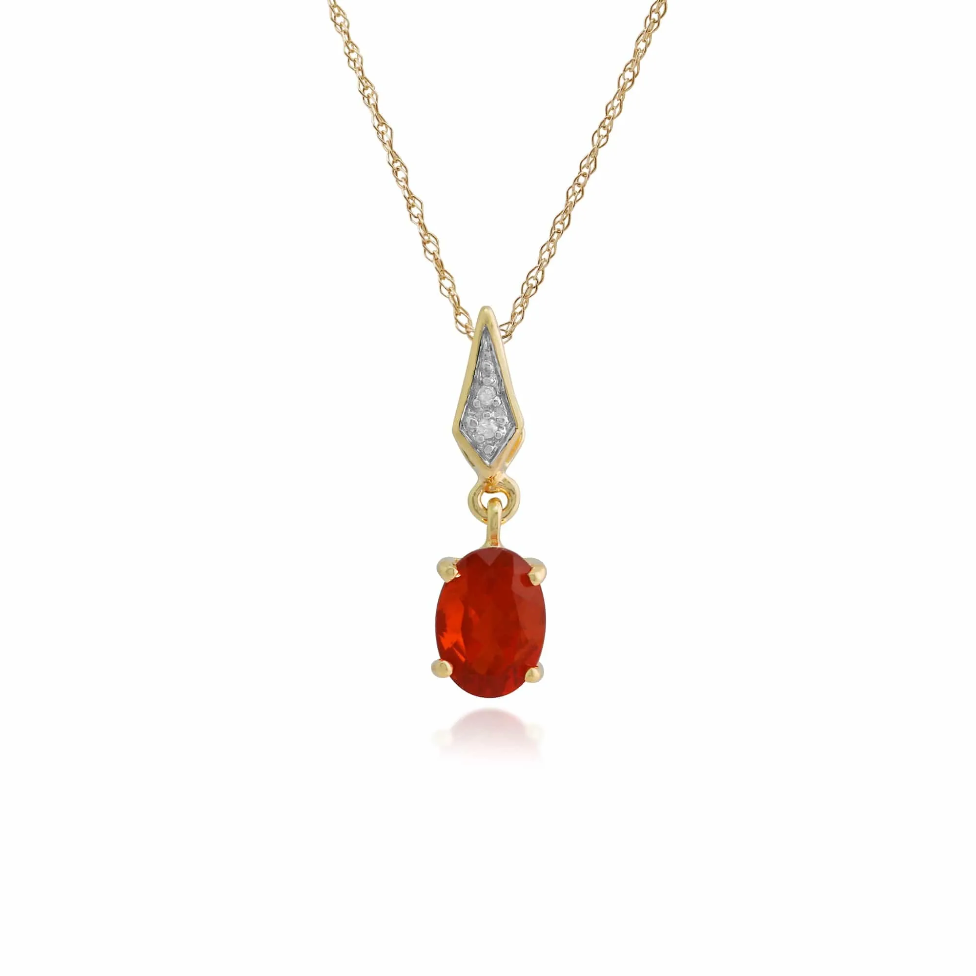 Gemondo 9ct Yellow Gold 0.57ct Fire Opal & Diamond Pendant on Chain sold by Gemondo Jewellery