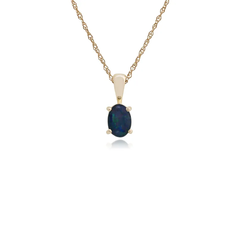 Classic Oval Triplet Opal Single Stone Pendant in 9ct Yellow Gold sold by Gemondo Jewellery