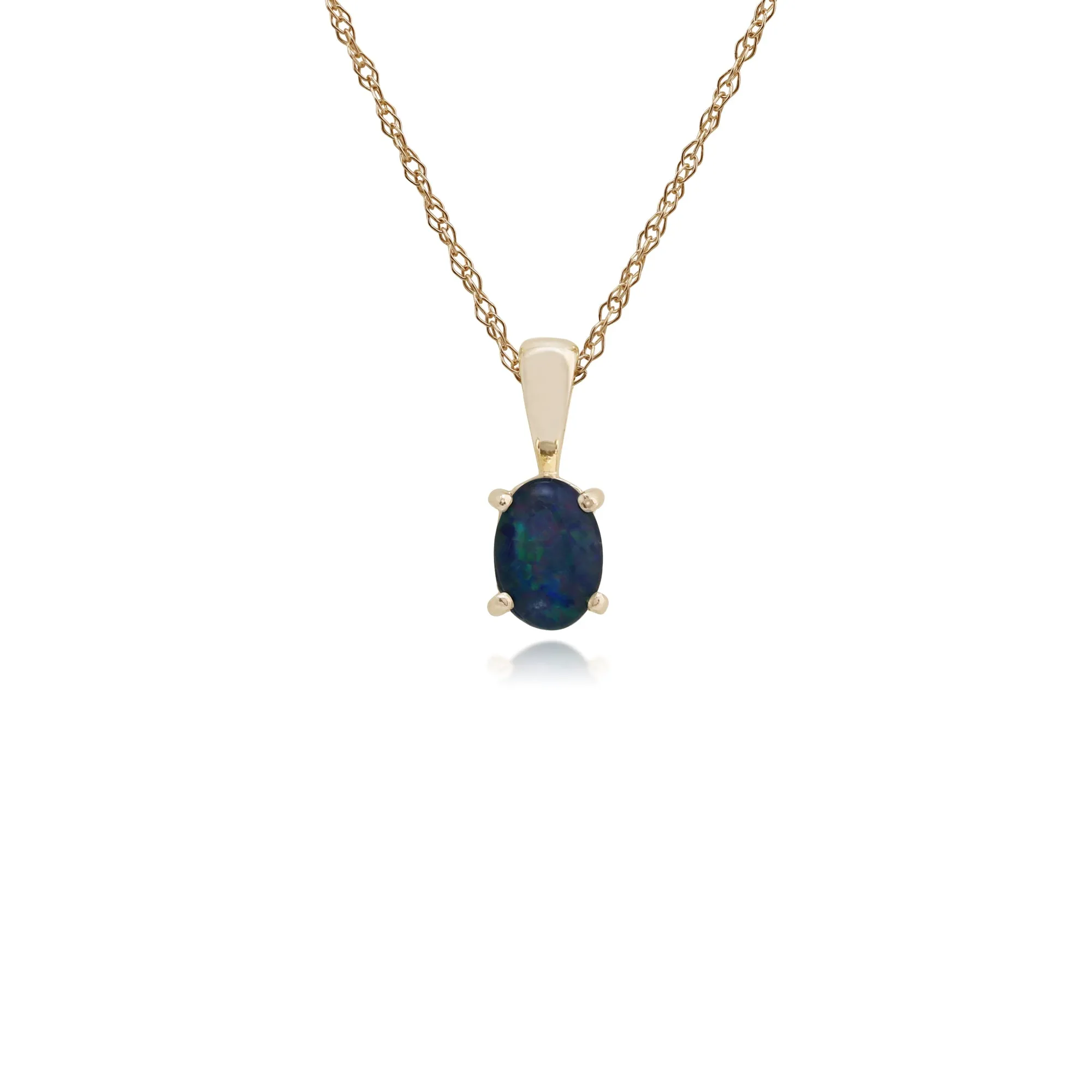 Classic Oval Triplet Opal Single Stone Pendant in 9ct Yellow Gold sold by Gemondo Jewellery