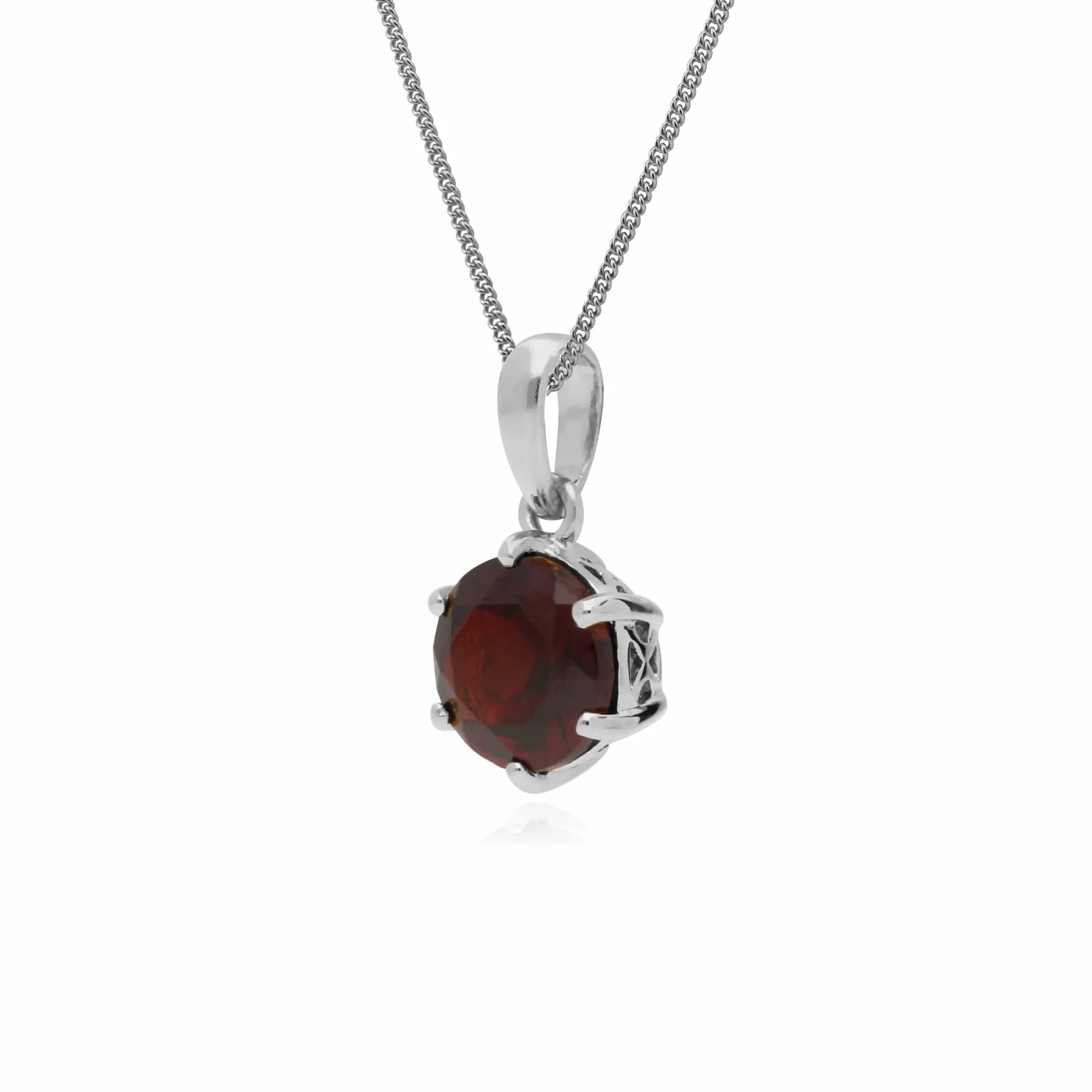 Classic Round Cut Garnet 6 Claw Pendant in 925 Sterling Silver sold by Gemondo Jewellery product image thumbnail 2
