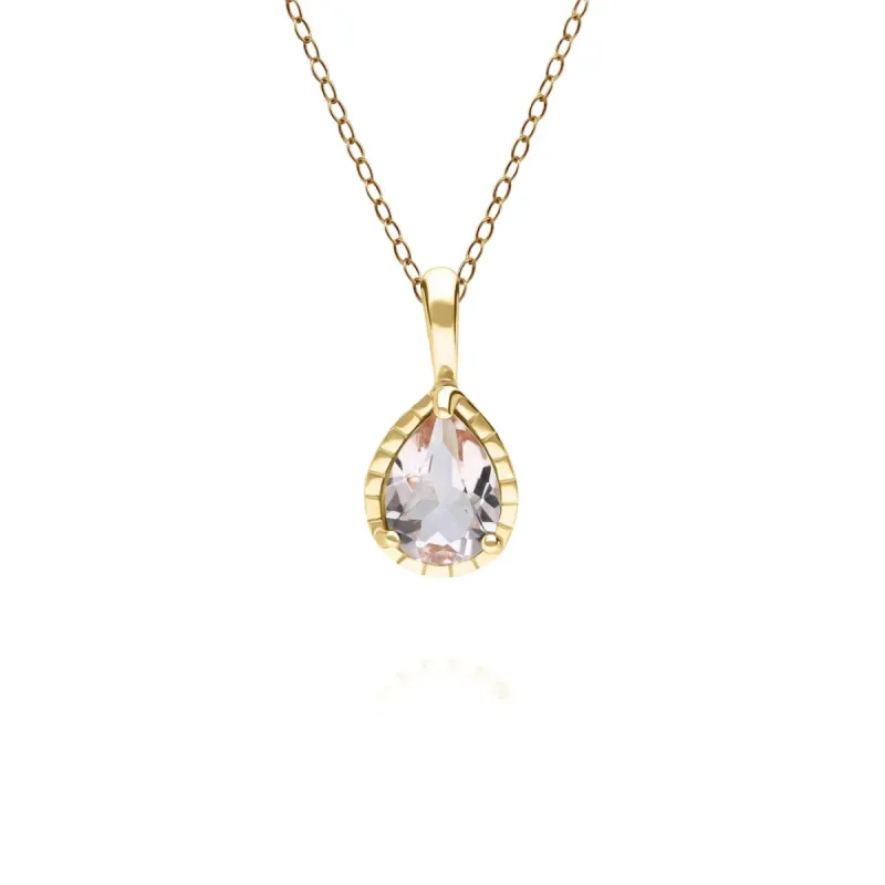 Classic Pear Morganite Pendant in 9ct Yellow Gold made by Gemondo Jewellery