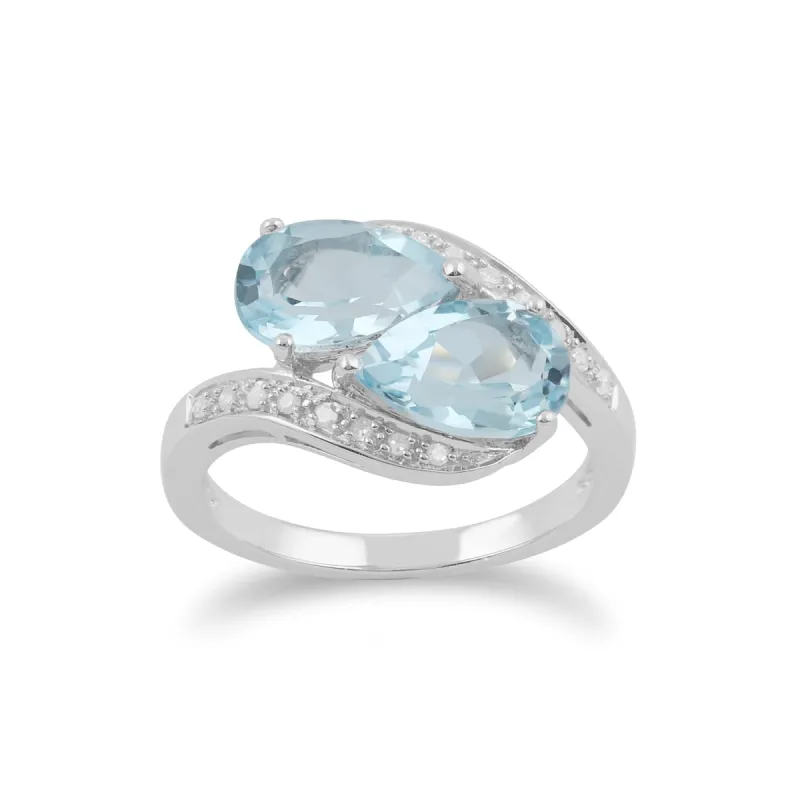 Gemondo 9ct White Gold 3.15ct Blue Topaz & Diamond Ring sold by Gemondo Jewellery