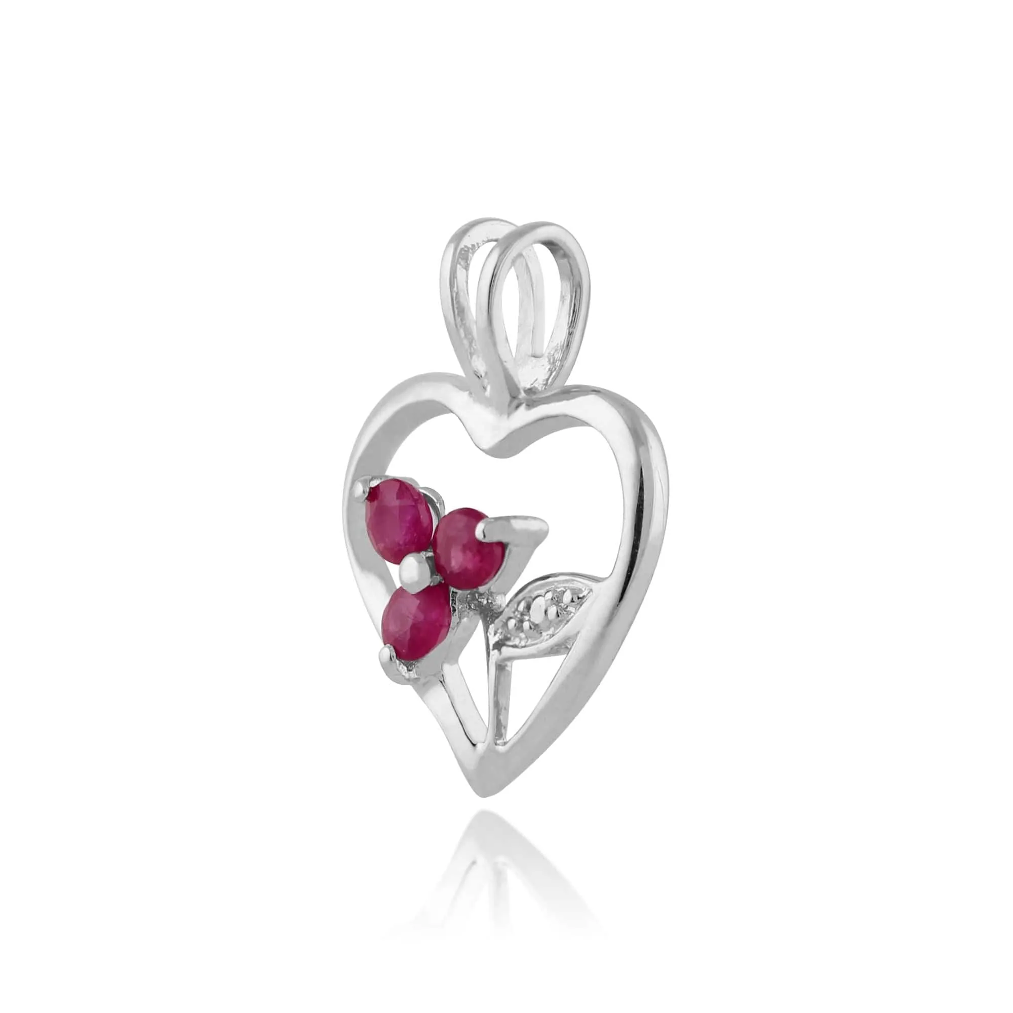 Floral Round Ruby Pendant in 925 Sterling Silver sold by Gemondo Jewellery product image thumbnail 2