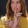 Zodiac Black Onyx Libra Flip Ring in 18ct Gold Plated Silver sold by Gemondo Jewellery