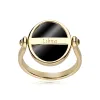 Zodiac Black Onyx Libra Flip Ring in 18ct Gold Plated Silver sold by Gemondo Jewellery