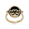 Zodiac Black Onyx Libra Flip Ring in 18ct Gold Plated Silver sold by Gemondo Jewellery