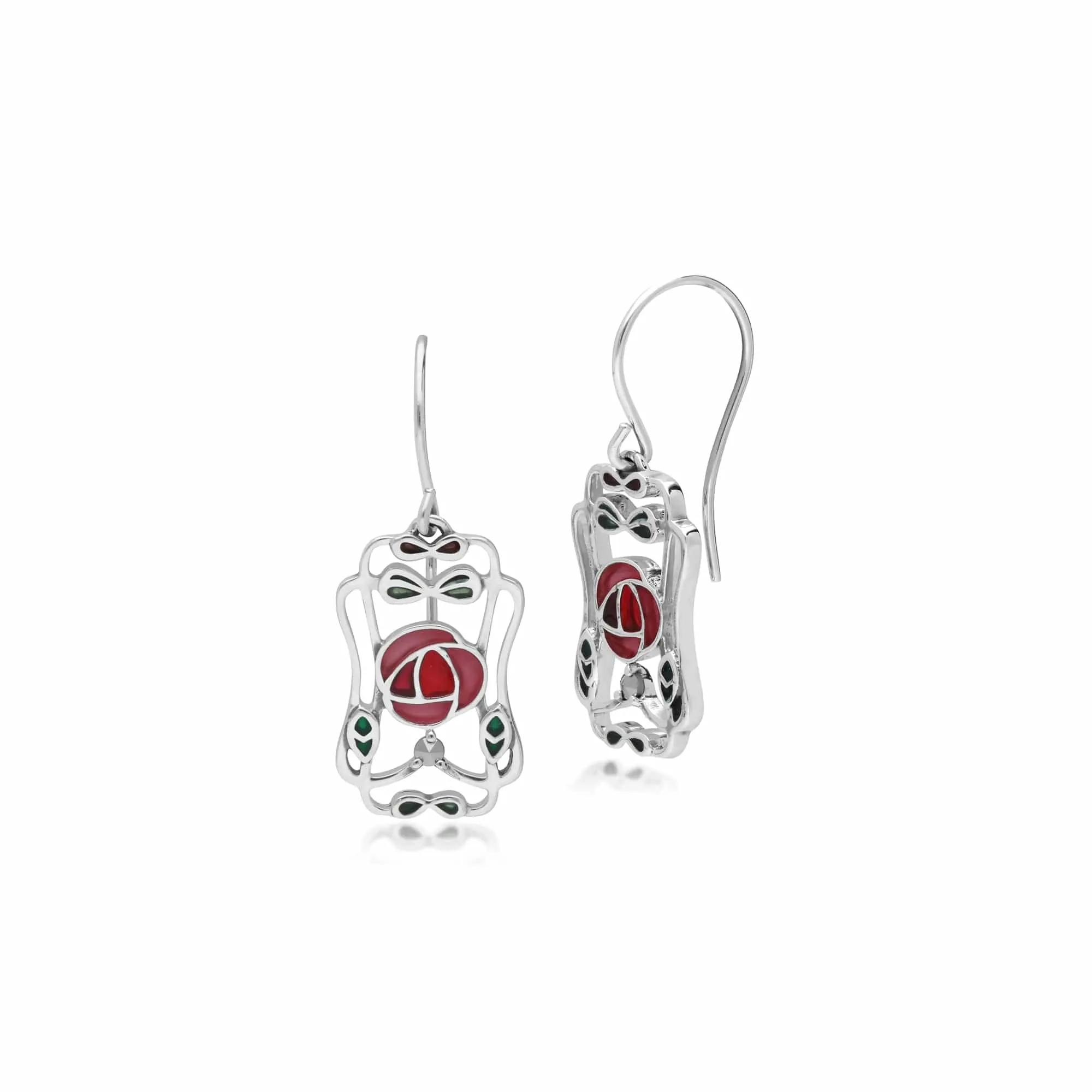 Gemondo Sterling Silver 0.05 Marcasite Rennie Mackintosh Style Drop Earrings sold by Gemondo Jewellery