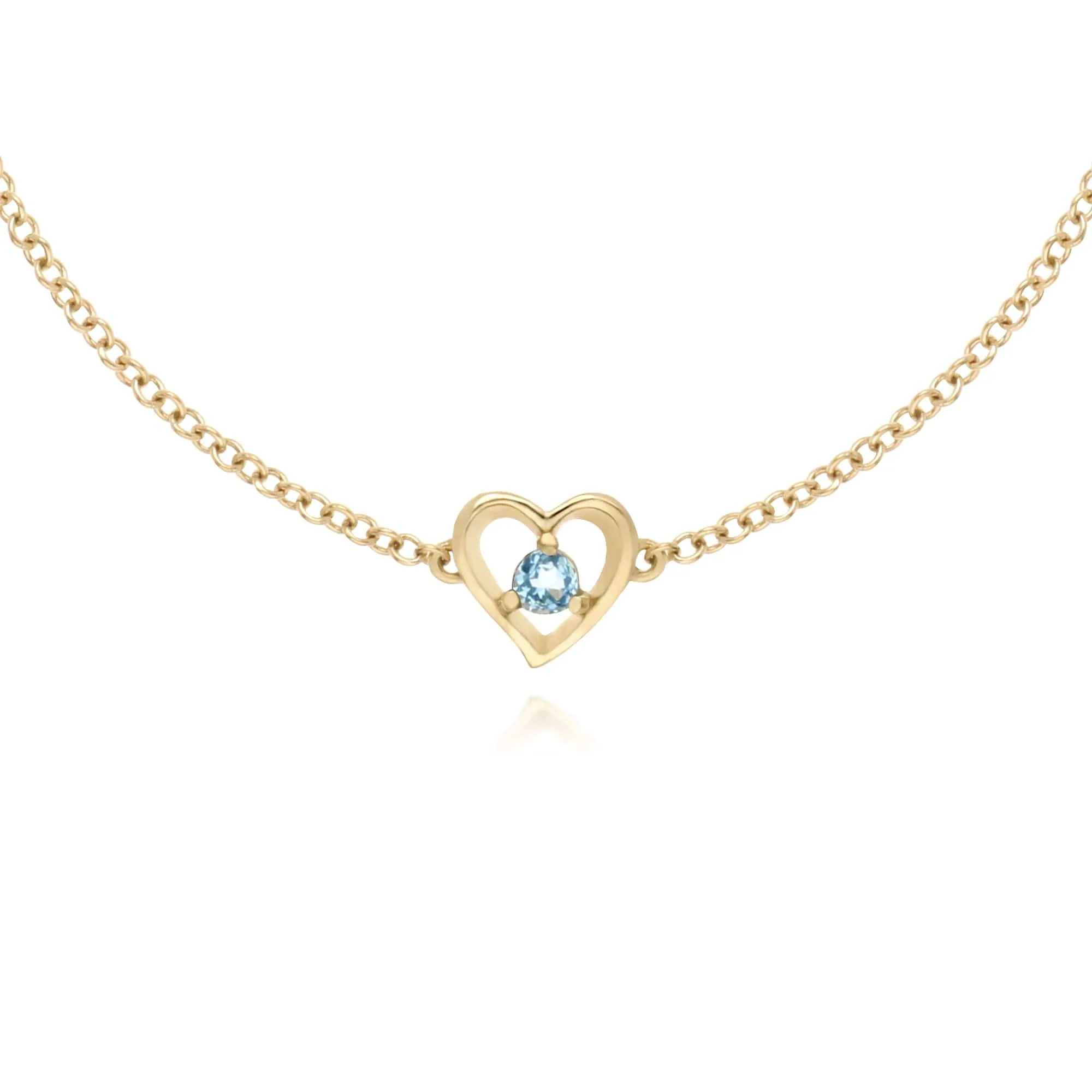 Gemondo 9ct Yellow Gold Blue Topaz Round Single Stone Heart 19cm Bracelet sold by Gemondo Jewellery