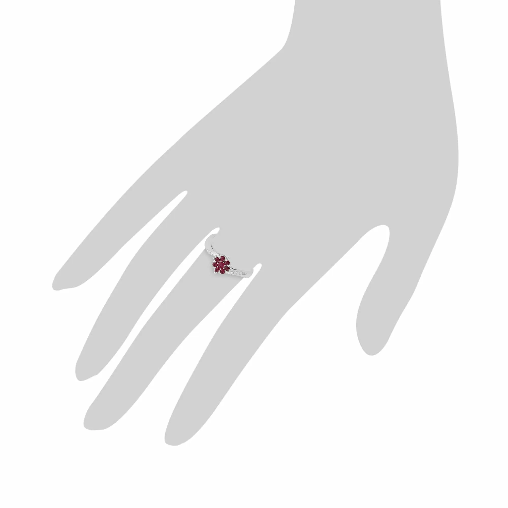 Gemondo 9ct White Gold 0.32ct Ruby & Diamond Floral Ring sold by Gemondo Jewellery product image thumbnail 3
