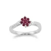 Gemondo 9ct White Gold 0.32ct Ruby & Diamond Floral Ring sold by Gemondo Jewellery