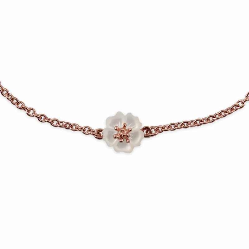 Gemondo Rose Gold Plated Silver Mother of Pearl Cherry Blossom 19cm Bracelet sold by Gemondo Jewellery