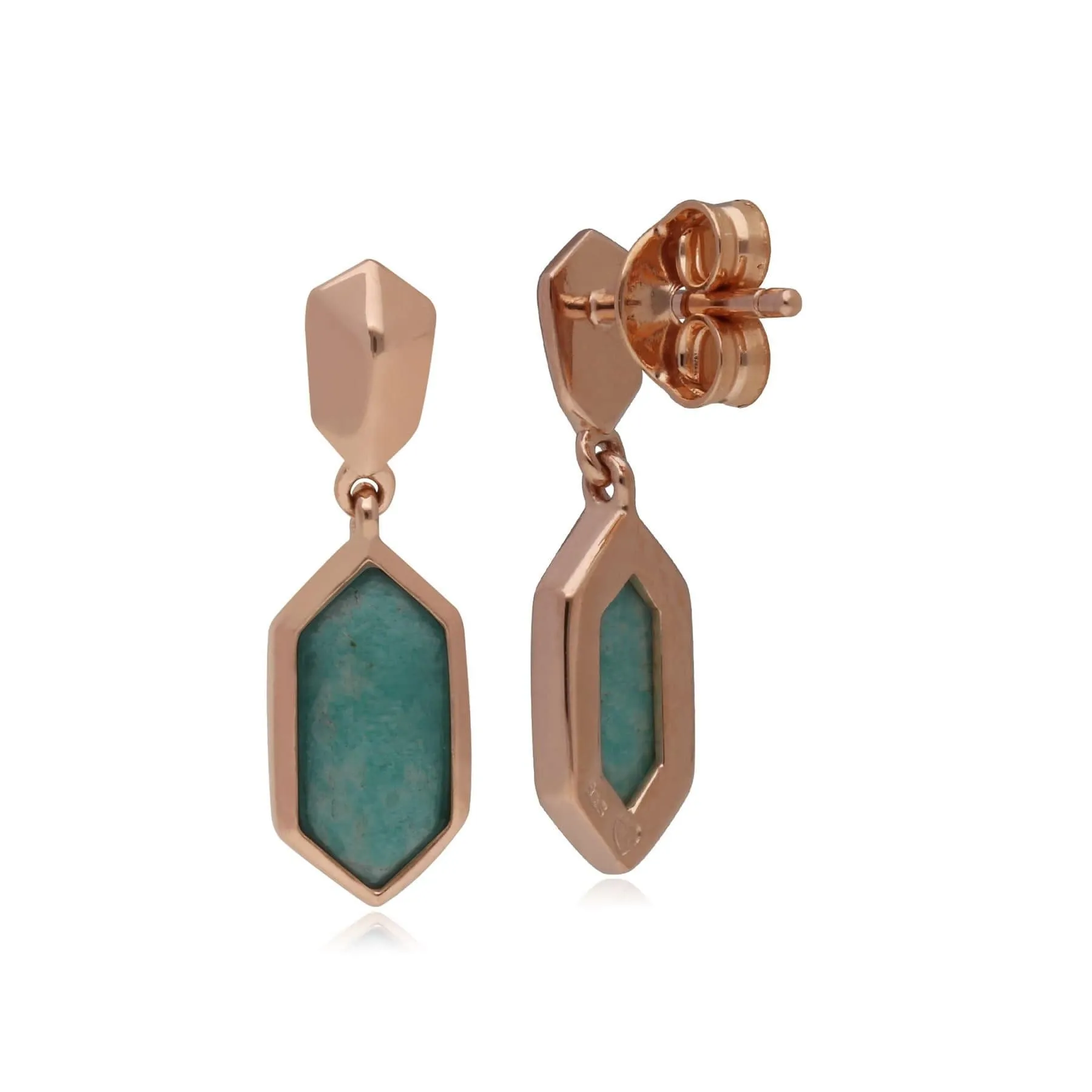 Micro Statement Amazonite Drop Earrings in Rose Gold Plated 925 Sterling Silver sold by Gemondo Jewellery