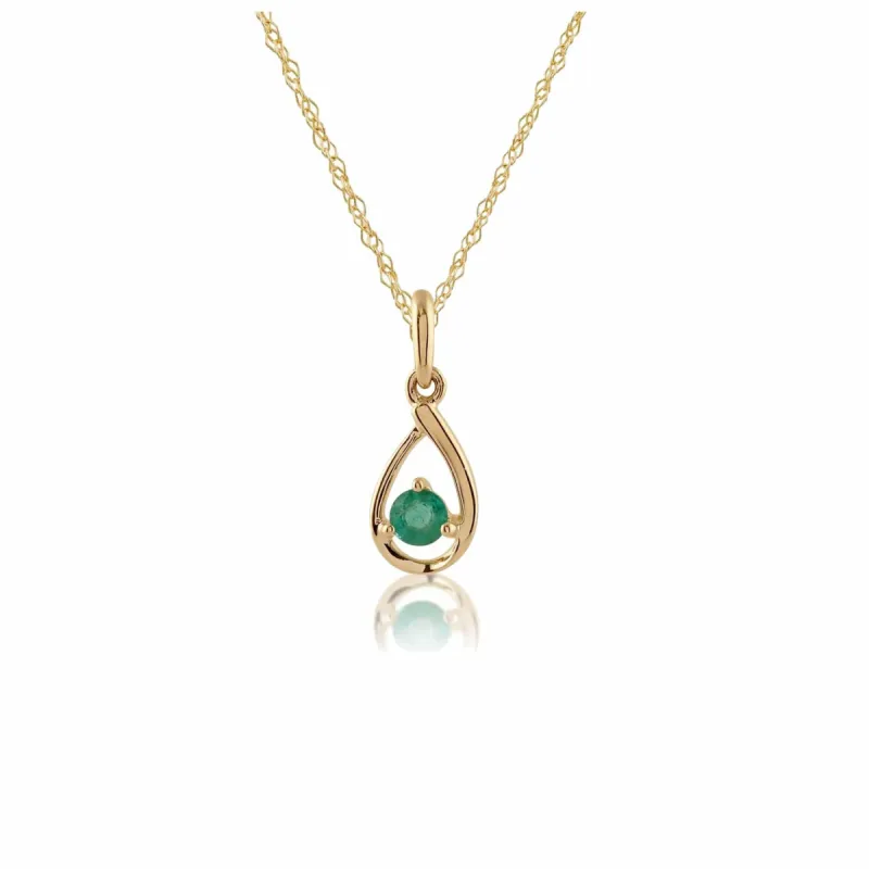 Classic Round Emerald Pendant in 9ct Yellow Gold sold by Gemondo Jewellery