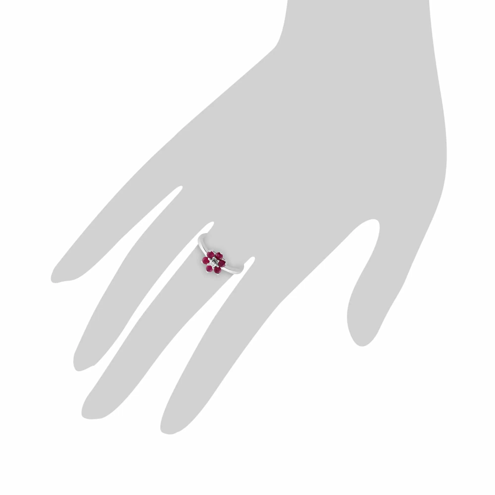 Floral Round Ruby & Diamond Cluster Ring in 9ct White Gold sold by Gemondo Jewellery product image thumbnail 3