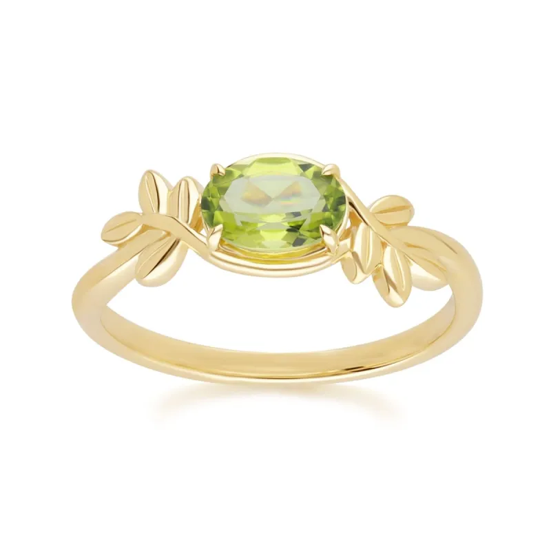 O Leaf Peridot Ring In 9ct Yellow Gold sold by Gemondo Jewellery