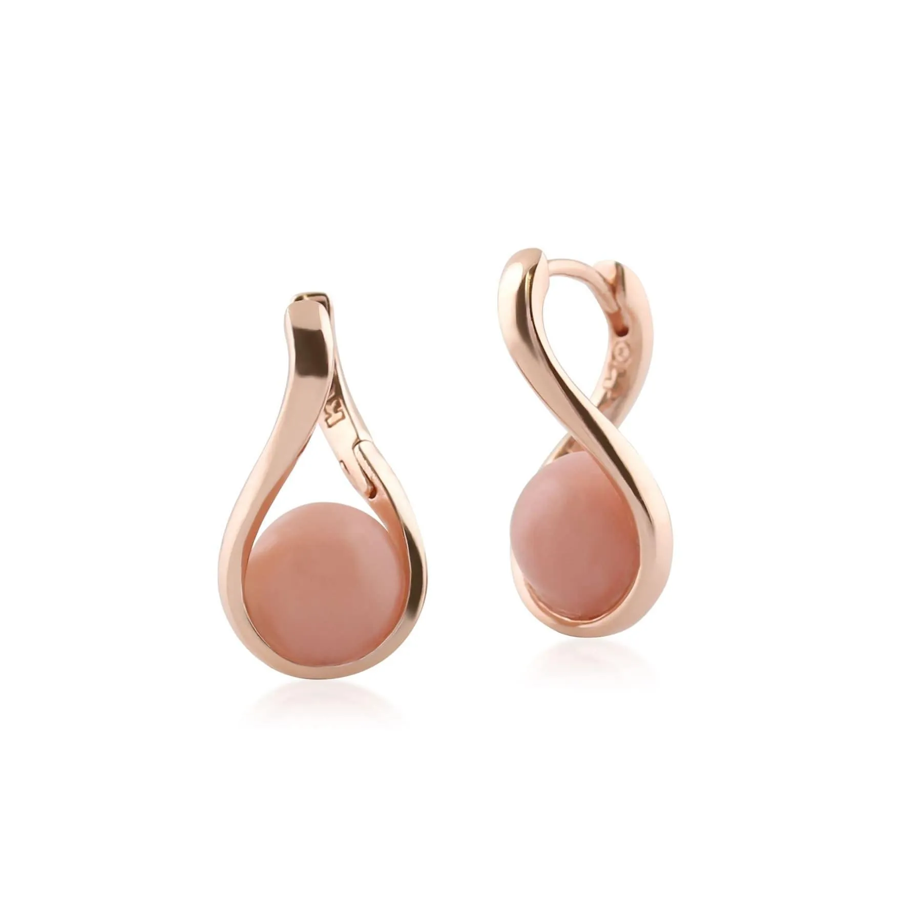 Kosmos Pink Opal Orb Earrings in Rose Gold Plated Sterling Silver sold by Gemondo Jewellery