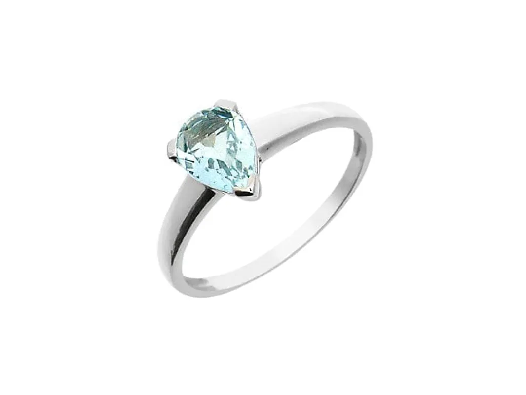 9ct White Gold Aquamarine Single Stone Ring sold by Gemondo Jewellery