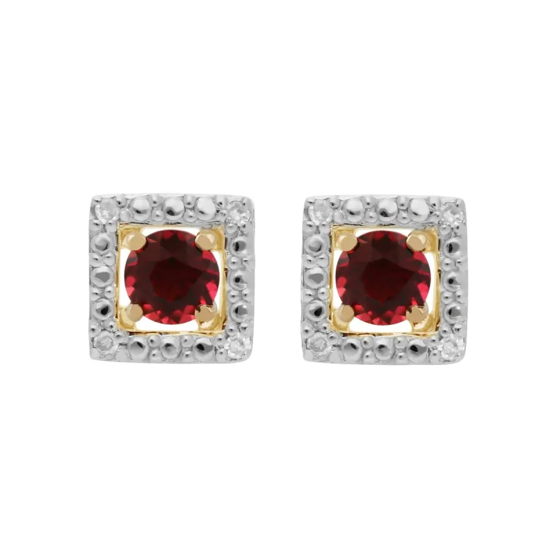 Classic Round Pink Tourmaline Stud Earrings with Detachable Diamond Square Earrings Jacket Set in 9ct Yellow Gold sold by Gemondo Jewellery