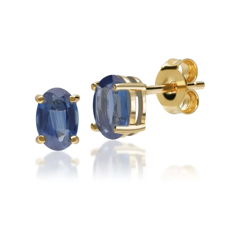 Classic Oval Blue Sapphire Stud Earrings in 9ct Gold sold by Gemondo Jewellery