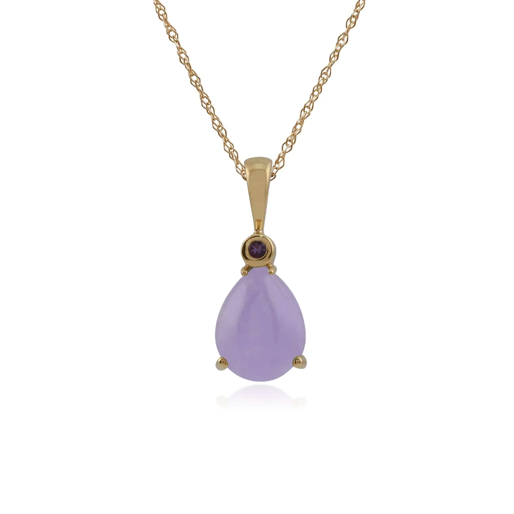 Gemondo 9ct Yellow Gold 1.88ct Lavender Jade & Amethyst Pendant on Chain sold by Gemondo Jewellery